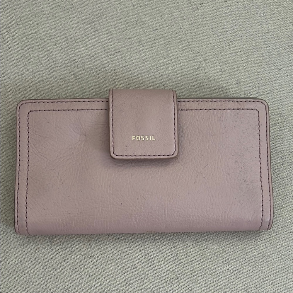 Fossil Purple Wallet Bifold Design Snap Closure